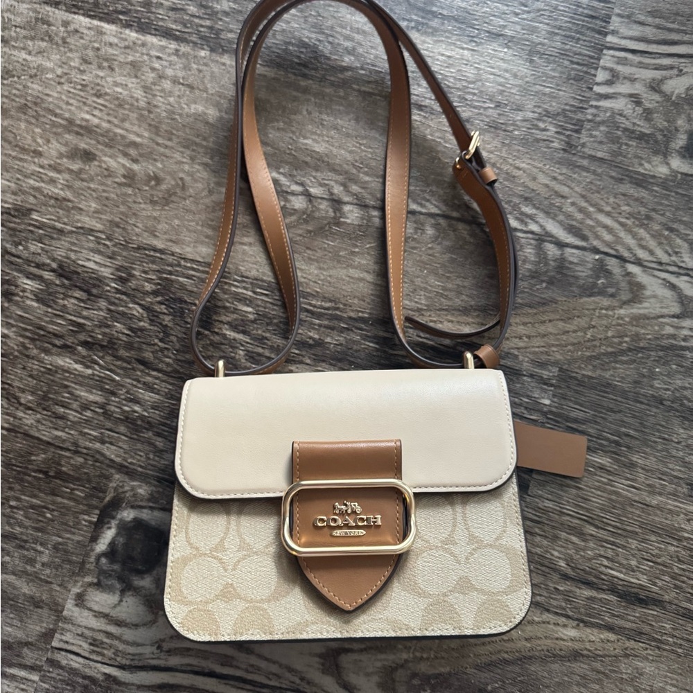 Coach Cream and Tan Crossbody Bag